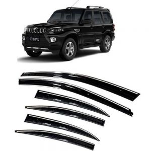 rain window door visor wind deflectors For Scorpio New - black